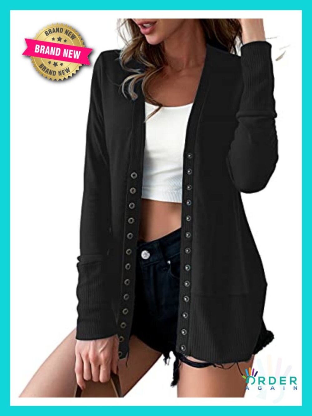 Women's Lightweight Cardigan Sweater Knit Snap Front Long Sleeve